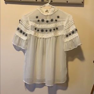 Lauren Conrad Sheer white flowy top